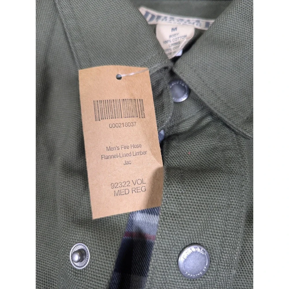 Duluth Trading Co Men Fire Hose Flannel-Lined Limber Jac Olive Green 92322 M